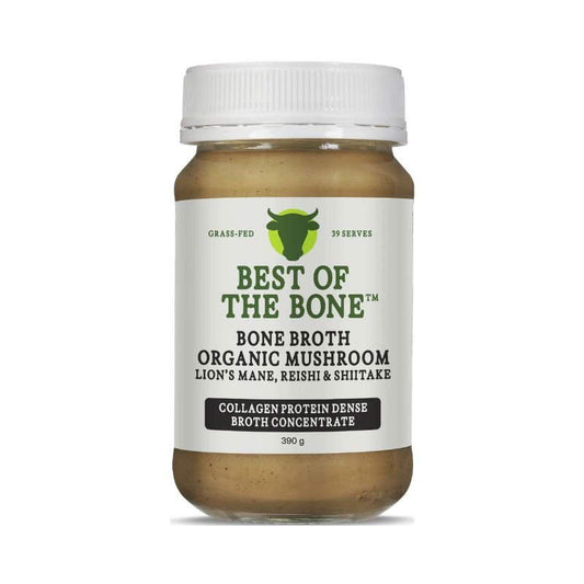 Best of the Bone Bone Broth Beef Concentrate Healing Mushrooms Organic Lion's Mane Reishi Shiitake 390g